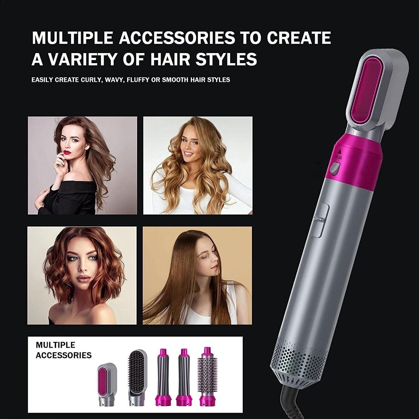5-in-1 Hair Styler – Dryer, Curler, Straightener & Volumizer in One